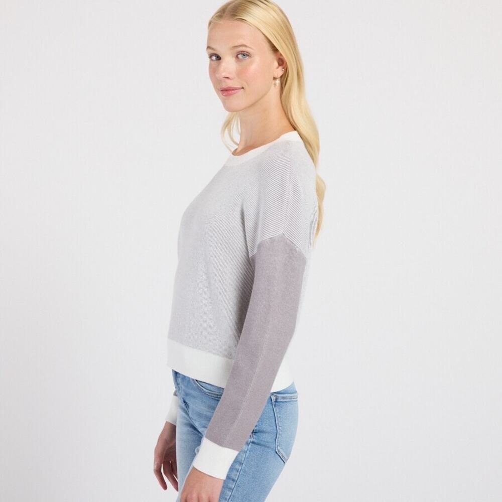 Dreamers by Debut Gray Ribbed Colorblock Knit Sweater